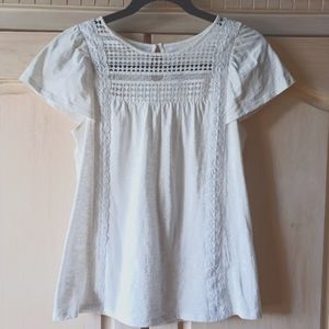 White cotton blend top